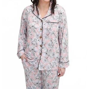 NEW LAREE + CO. allie floral bamboo luxe lounge set in pink